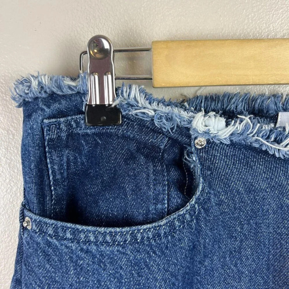 WeWoreWhat Frayed Straight Leg Jeans Size 29 True Blue Indigo Denim High Rise - Picture 6 of 11